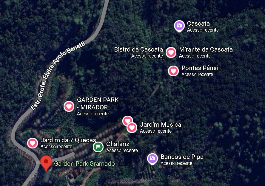 Parque com otimização TourLive no Google Maps